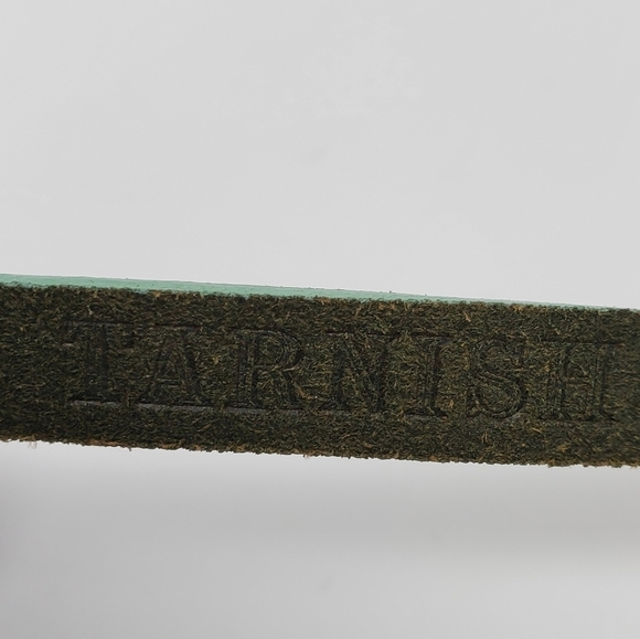 TARNISH TAN & MINT GREEN STRUCTURED BOW SKINNY LEATHER BELT WOMEN MEDIUM - Picture 6 of 14